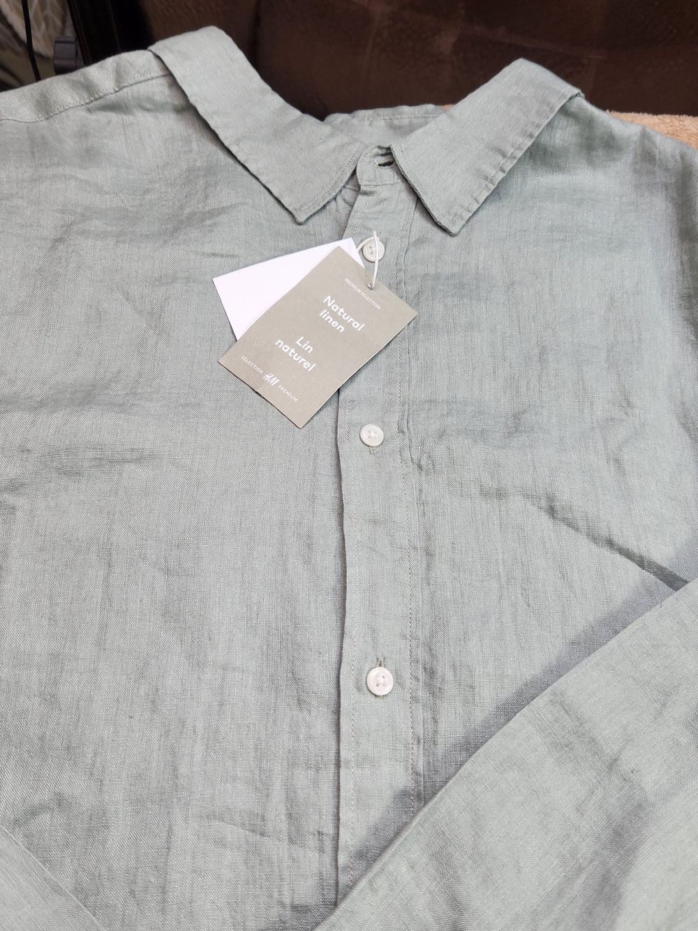 Men's 100% Linen Button-Down Shirt - Sage Green 3XL